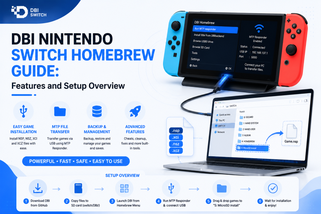 dbi nintendo switch homebrew guide features and setup overview
